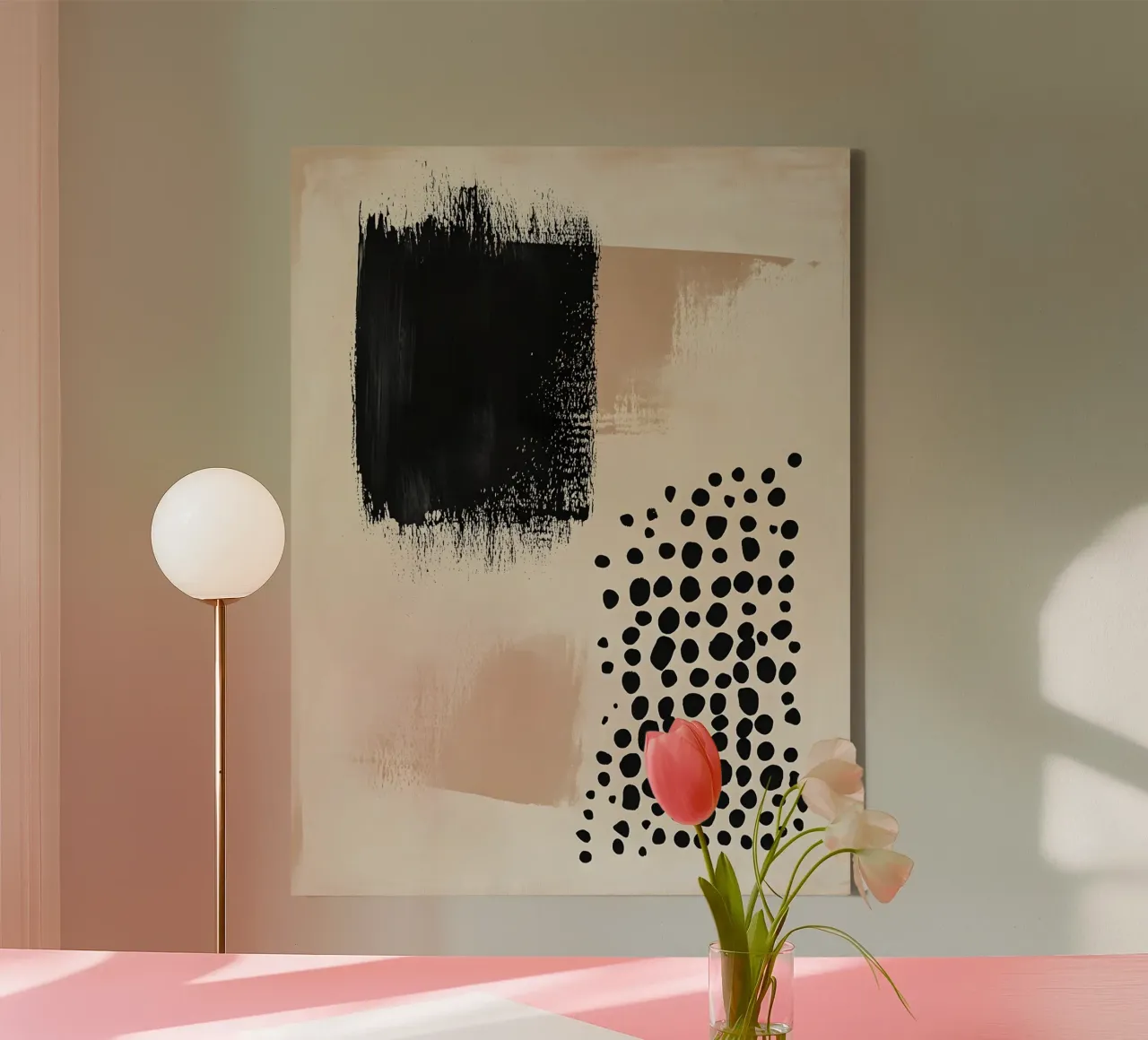 Black and Beige Abstract tela con Cornice a cassetta da Gypsy Galleria