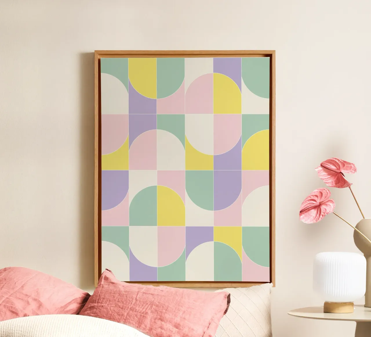 Bold Geo Tiles 05 tela con Cornice a cassetta da designdn