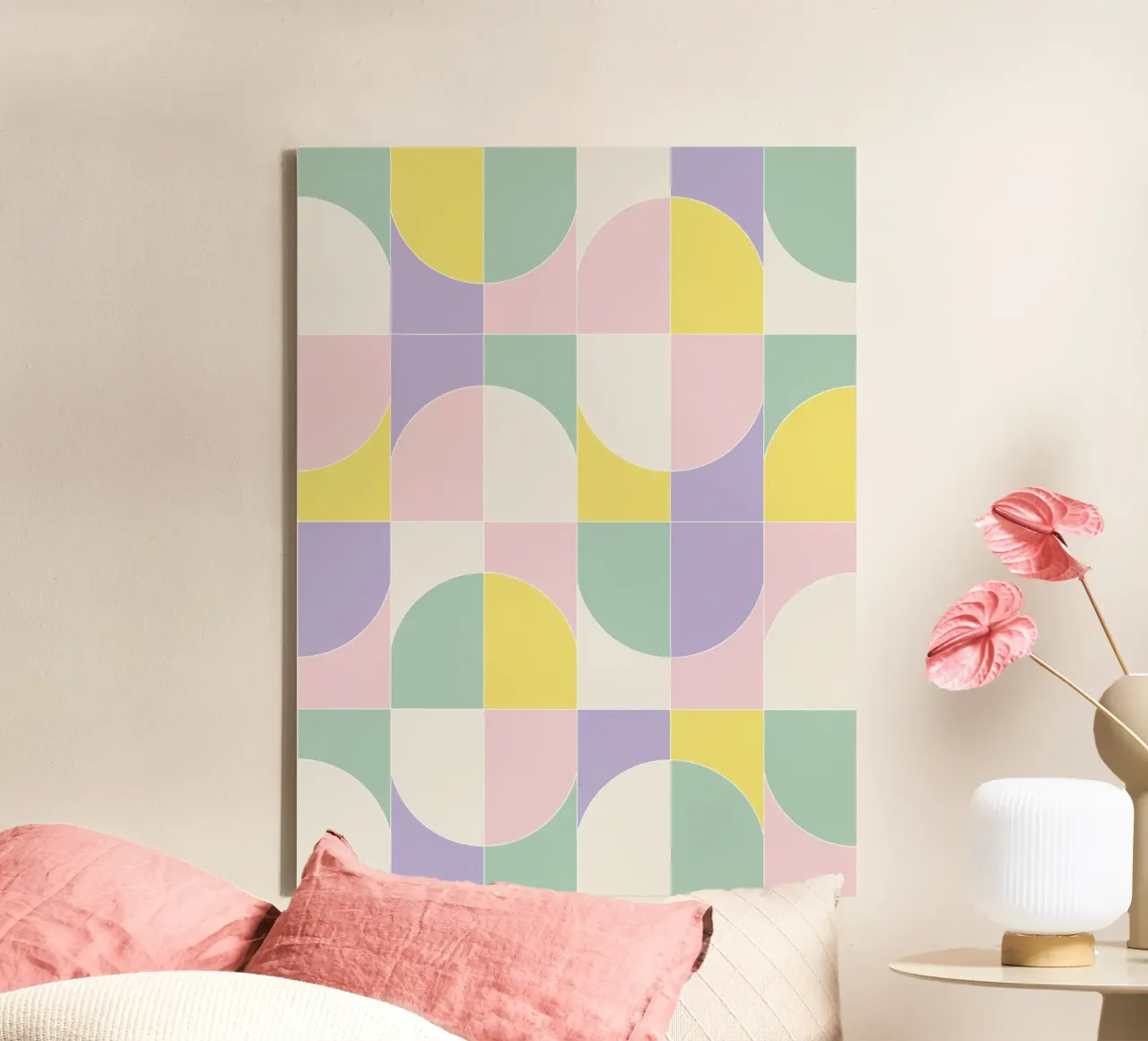 Bold Geo Tiles 05 tela con Cornice a cassetta da designdn