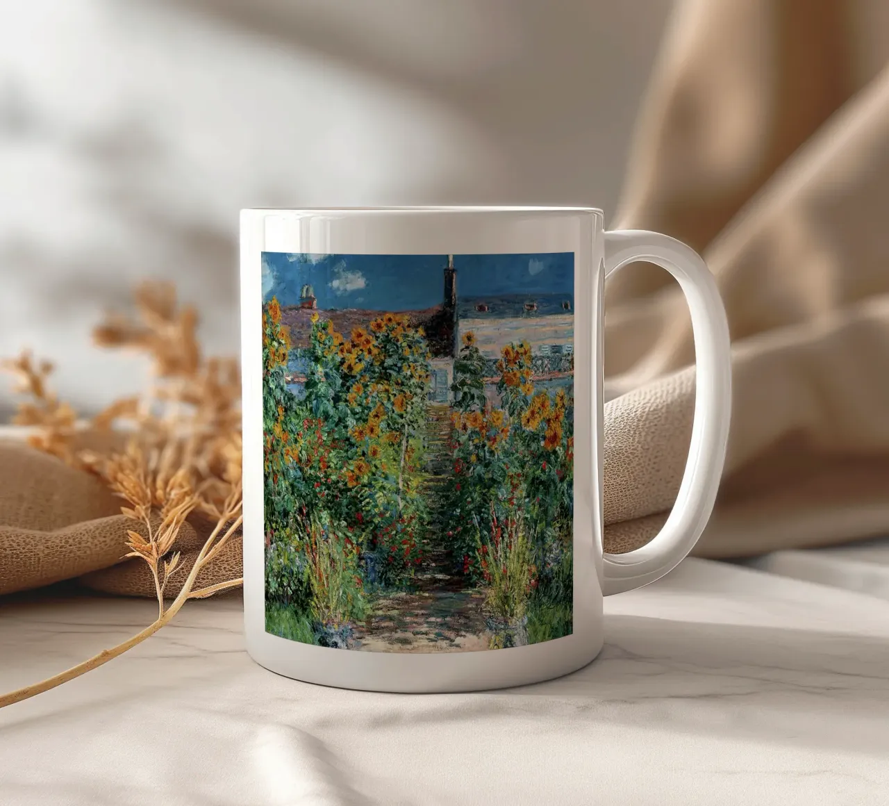 sunflowers behind phylla claude monet ceramic mug by belong shop