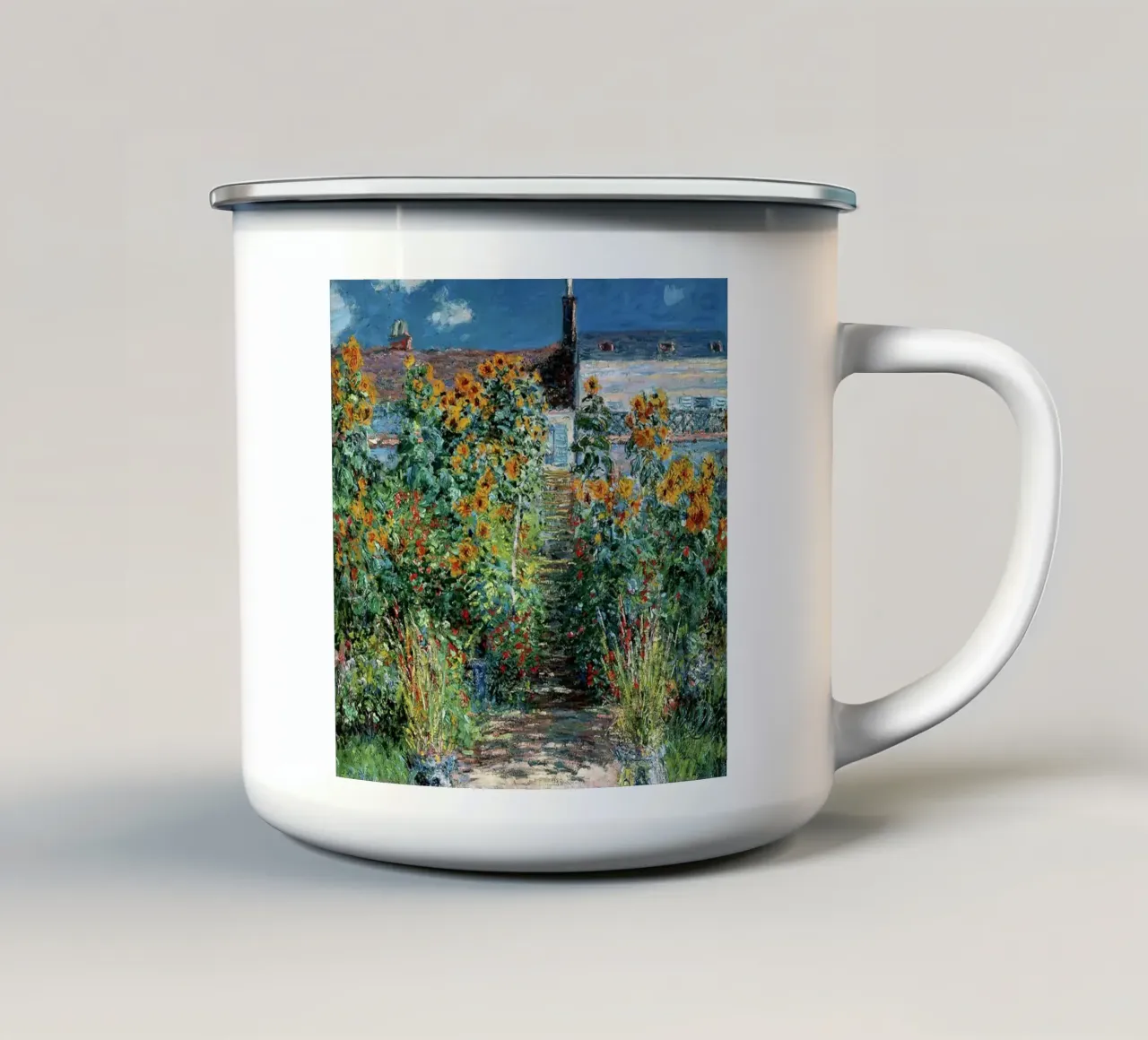 girasoli dietro phylla claude monet tazza in smalto da belong shop