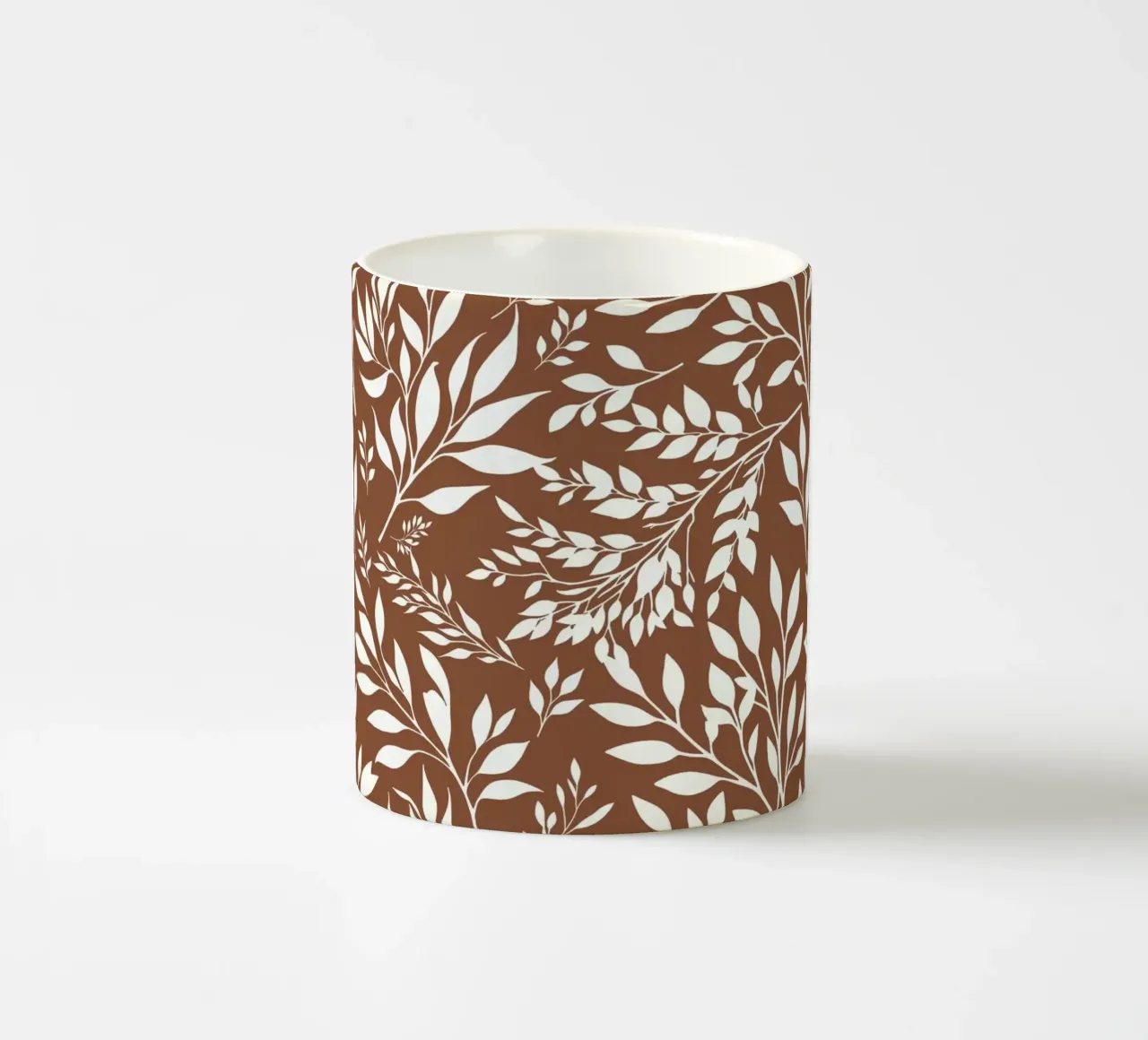 Takken Botanische print Bruin en Wit keramische mok van SilverPegasus