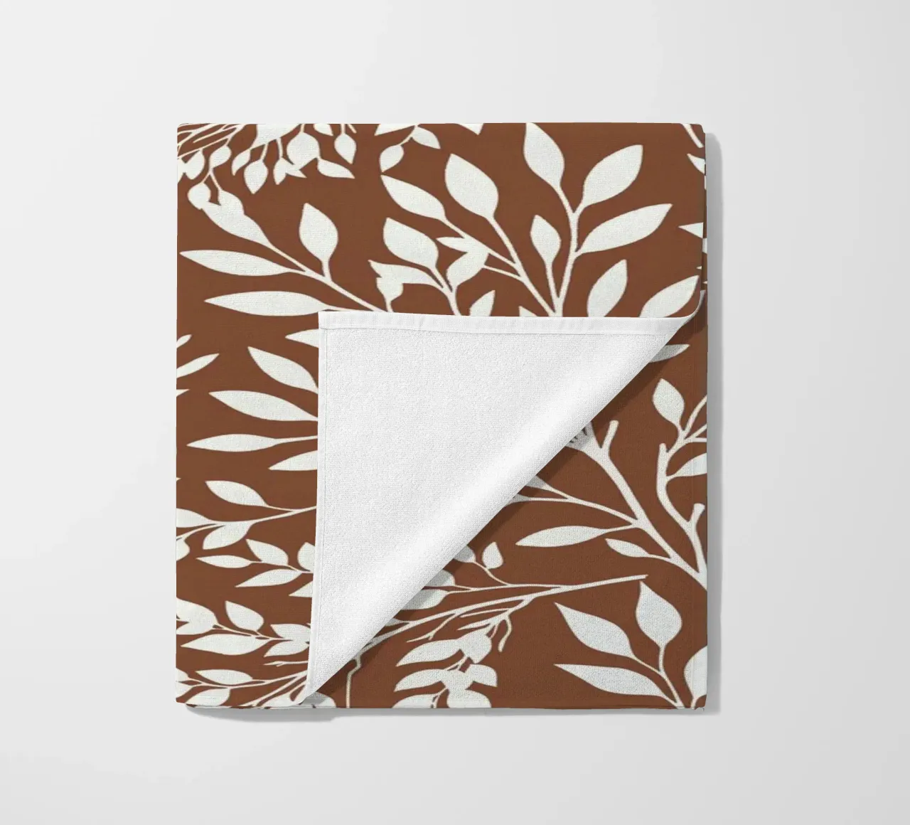 Branches Botanical Print Brown and White beach towel by SilverPegasus