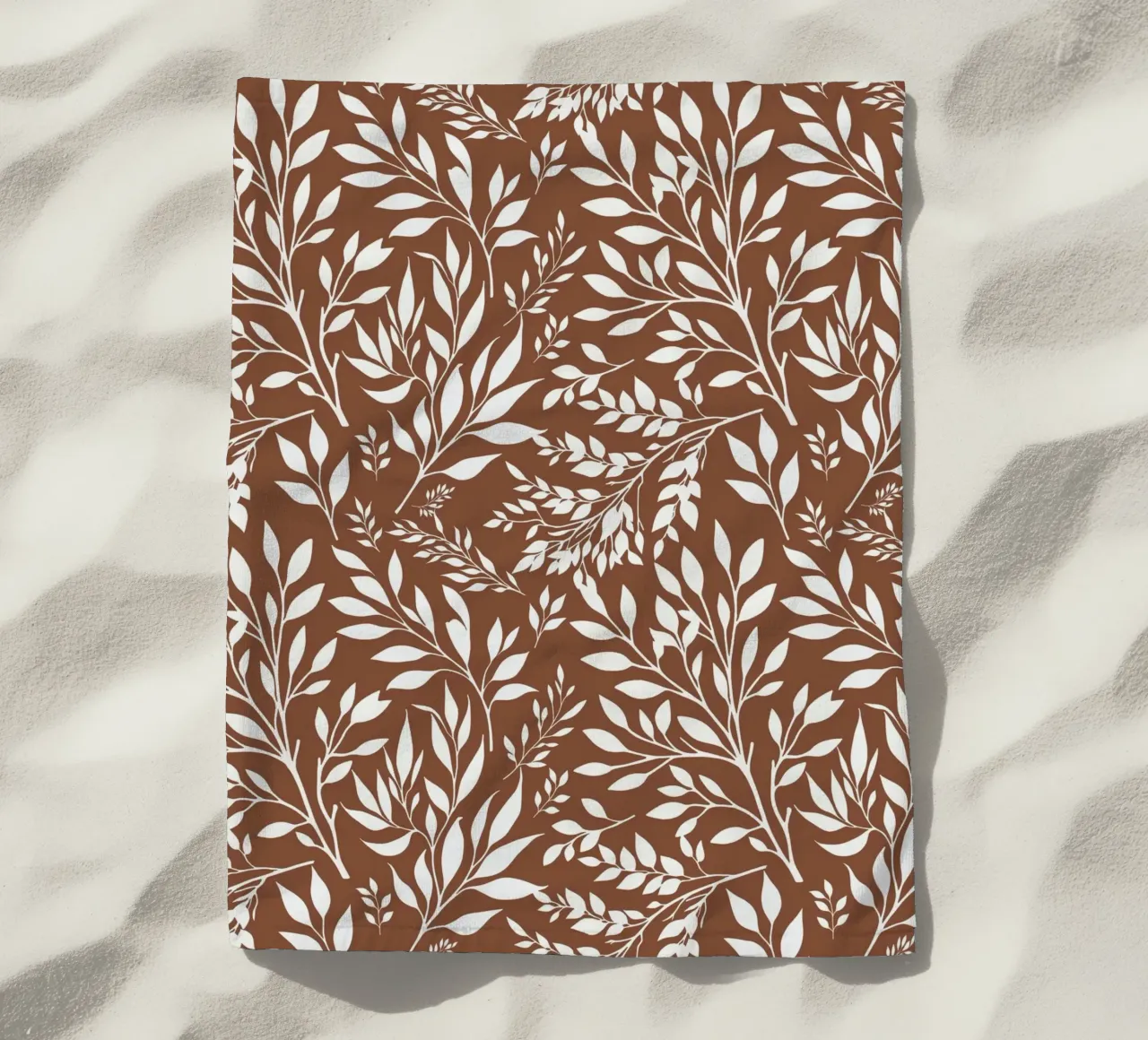Branches Botanical Print Brown and White beach towel by SilverPegasus