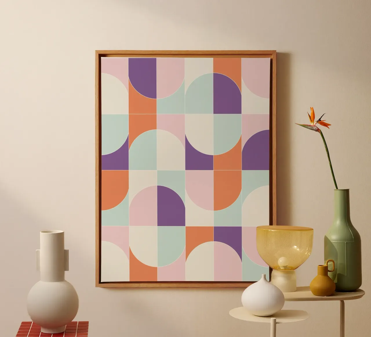 Bold Geo Tiles 06 tela con Cornice a cassetta da designdn