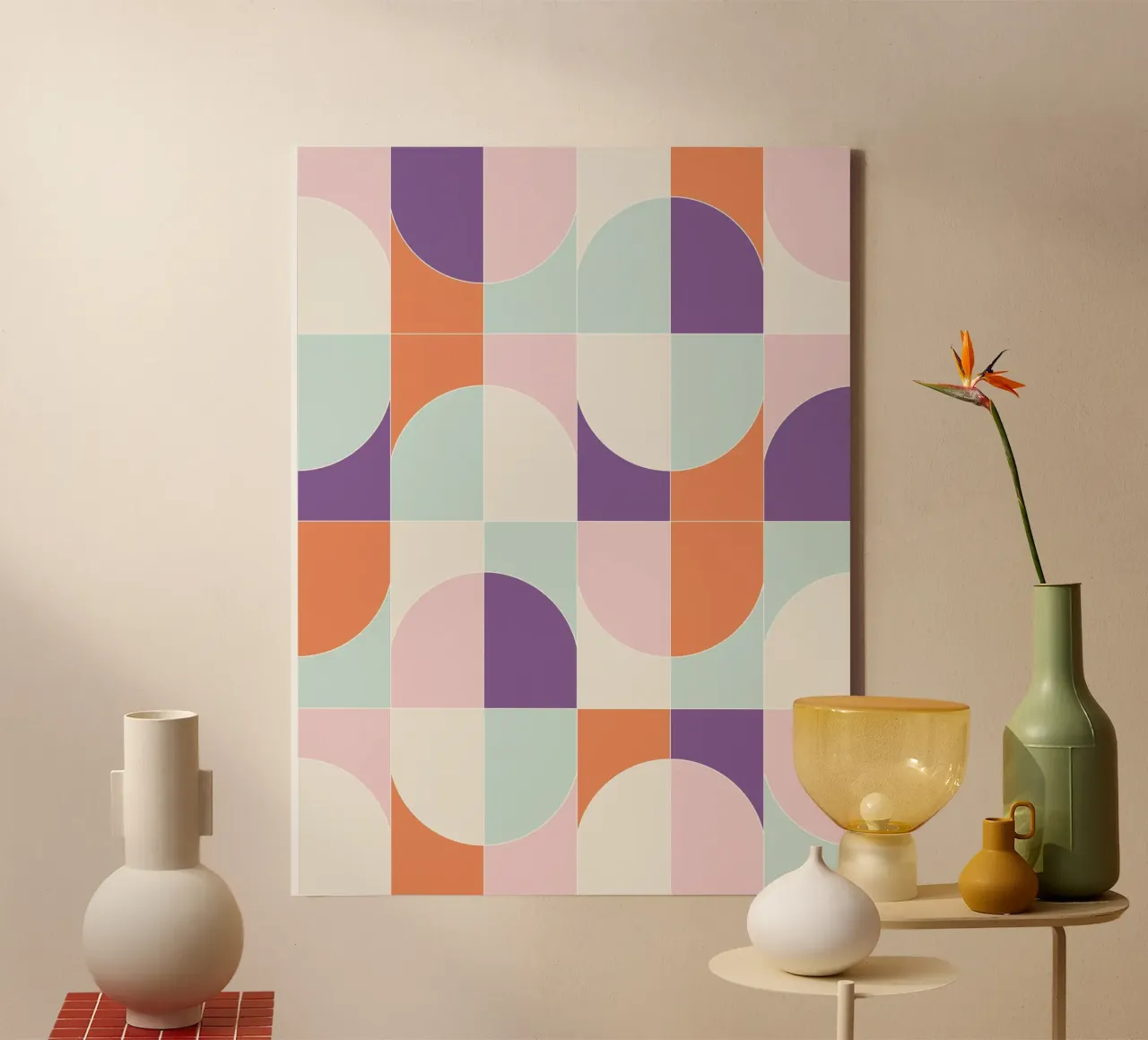 Bold Geo Tiles 06 tela con Cornice a cassetta da designdn