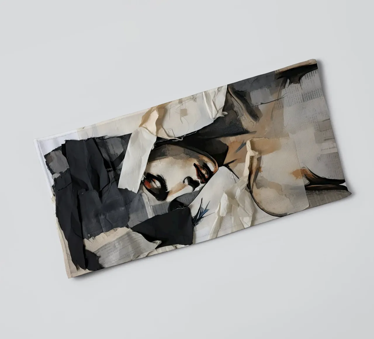Abstract portrait in taupe colours towel by Imagine