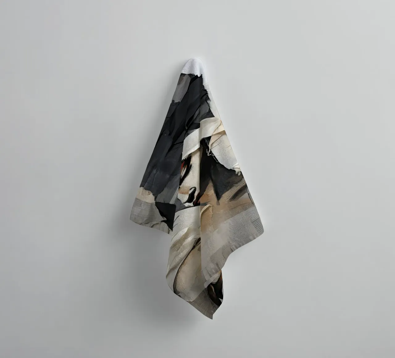 Abstract portrait in taupe colours towel by Imagine