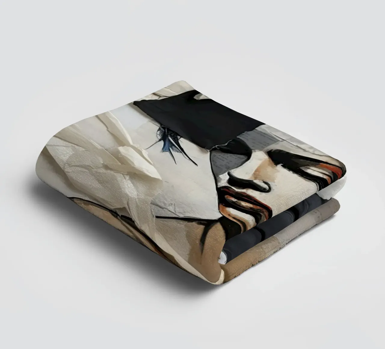 Abstract portrait in taupe colours towel by Imagine