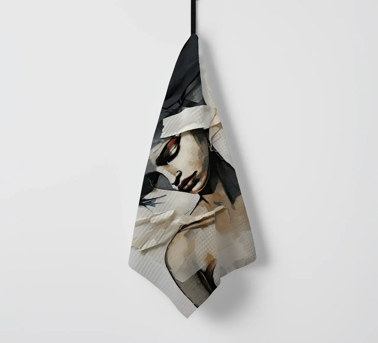 Abstract portrait in taupe colours tea towel by Imagine