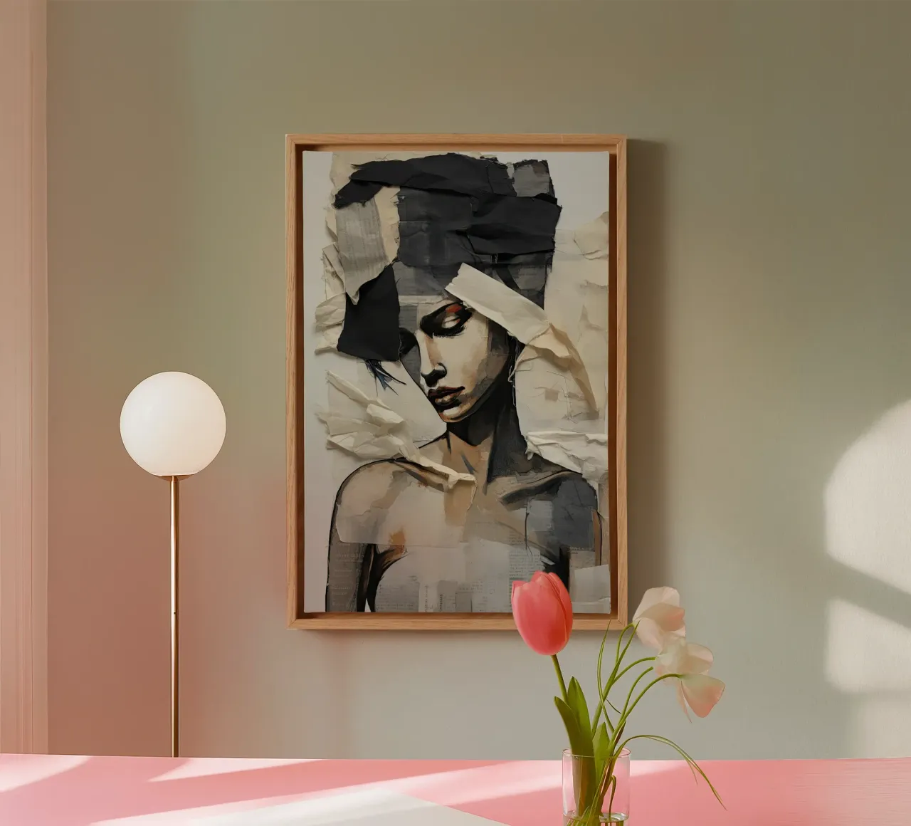Abstract portrait in taupe colours canvas by Imagine