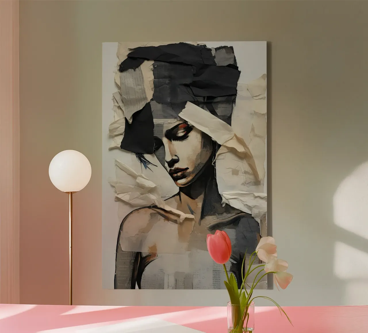 Abstract portrait in taupe colours canvas by Imagine