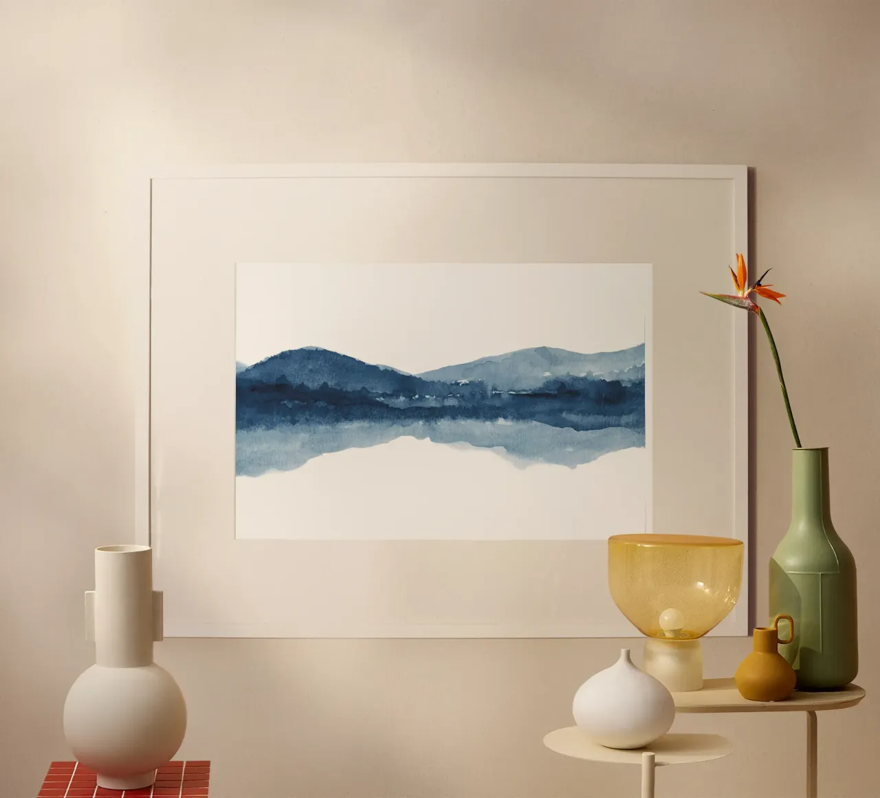 Paesaggio astratto blu scuro ad acquerello carta hahnemühle da NouveauPrints