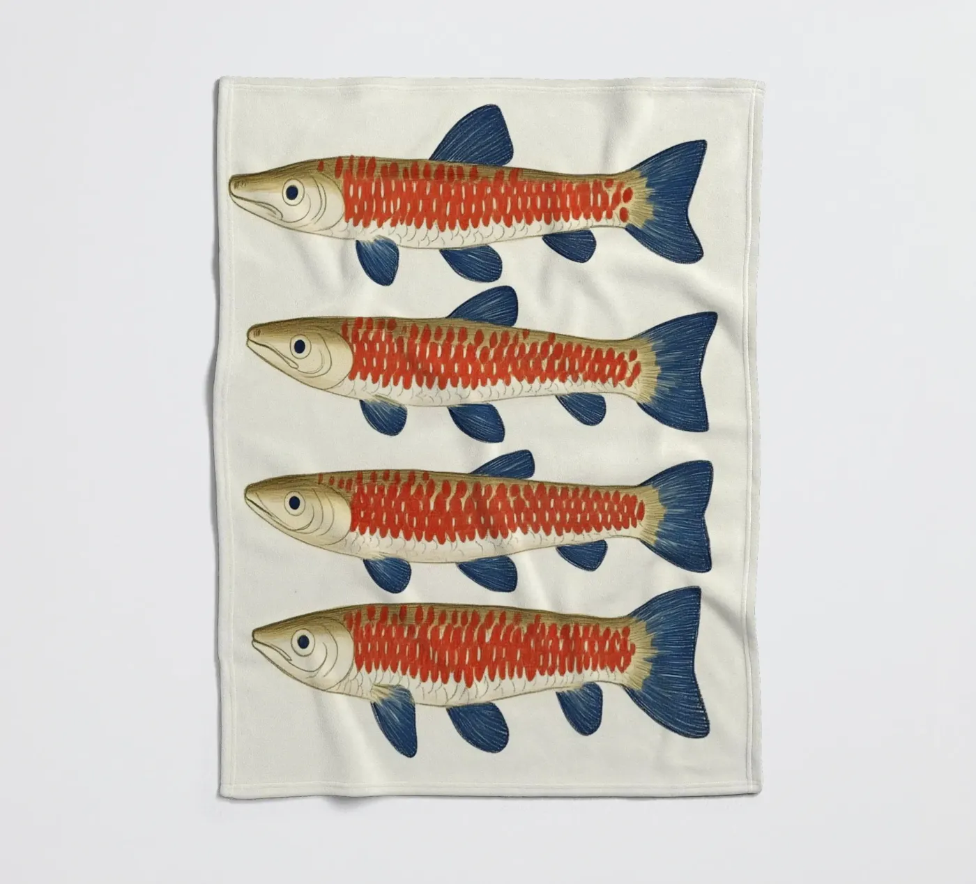 Four fish fleece blanket by Curious Canvas