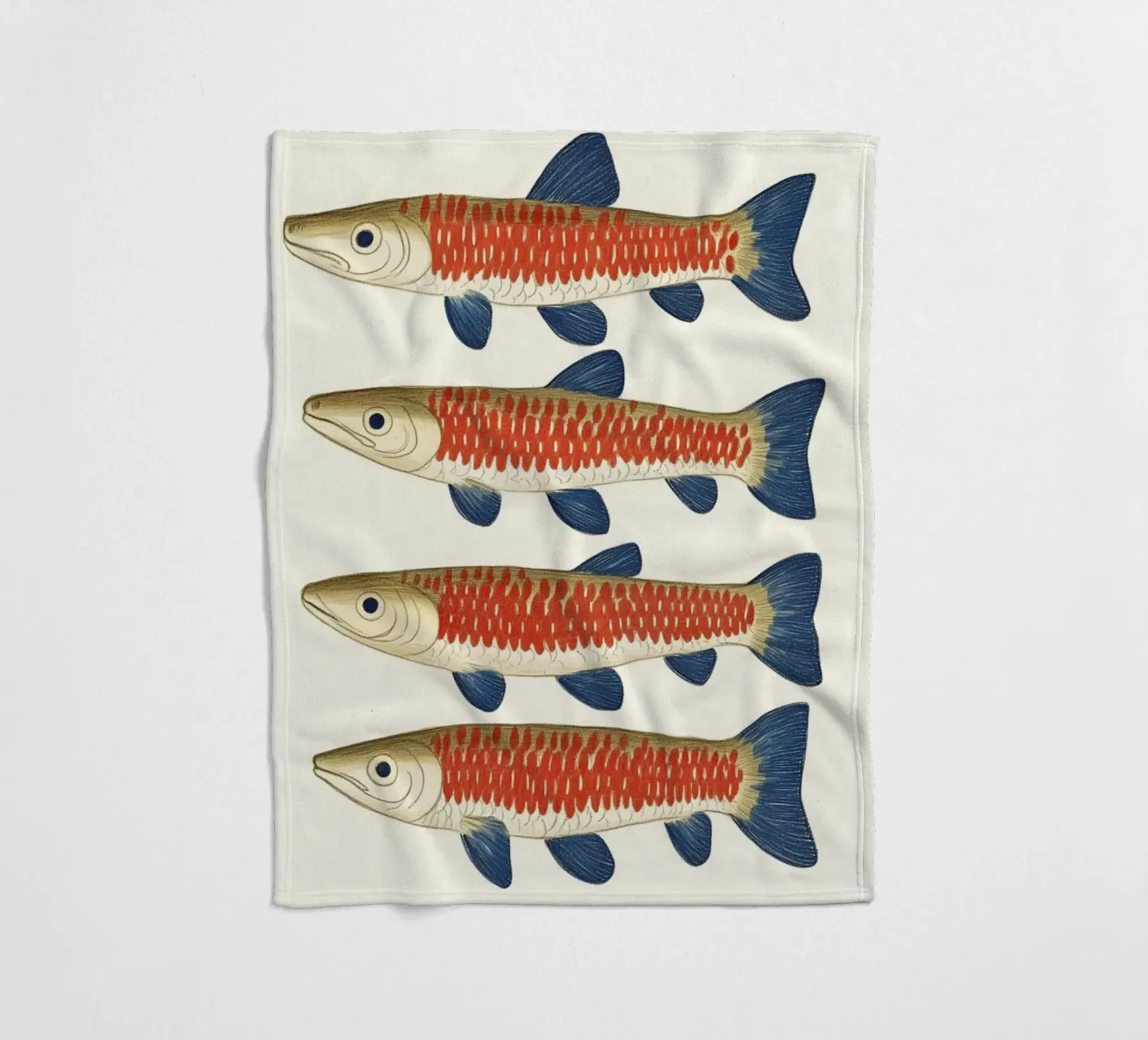 Four fish fleece blanket by Curious Canvas