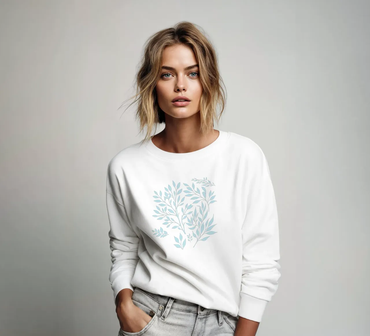 Estampado Botánico Ramas Azul Claro sudadera de SilverPegasus