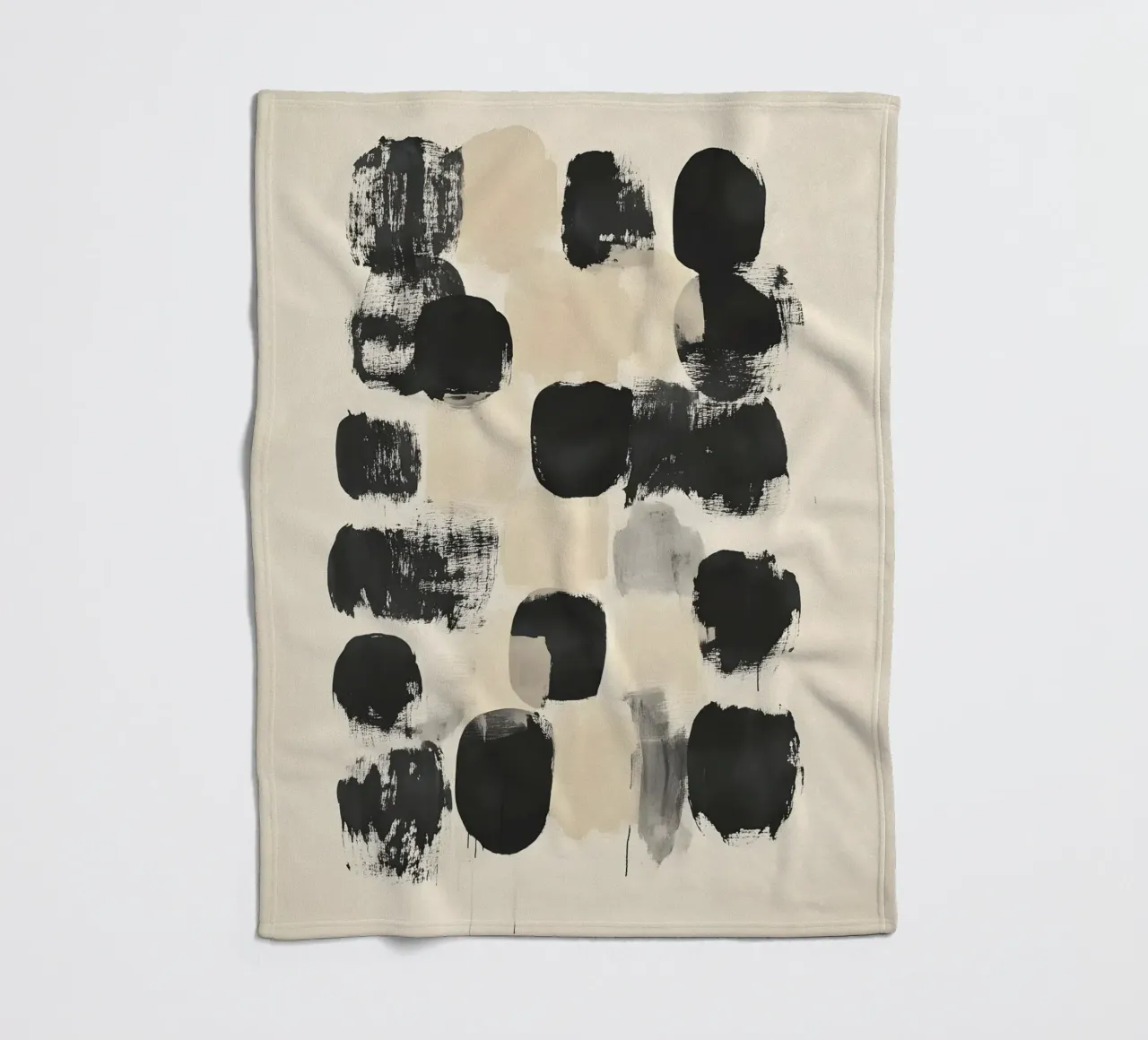 Black and Beige Abstract coperta in pile da Gypsy Galleria