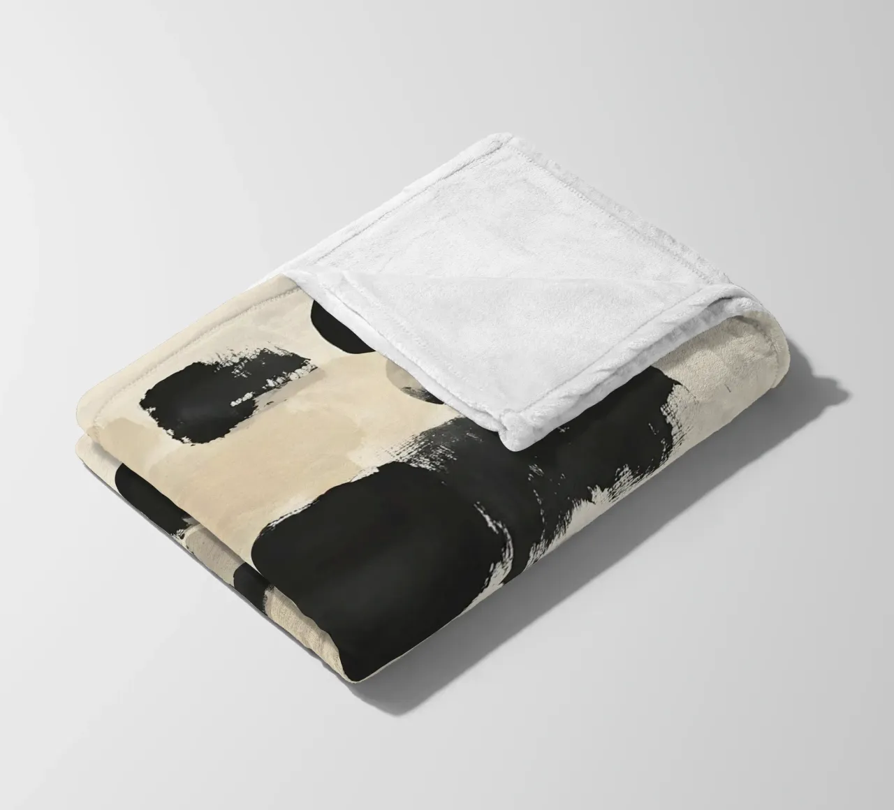 Black and Beige Abstract coperta in pile da Gypsy Galleria