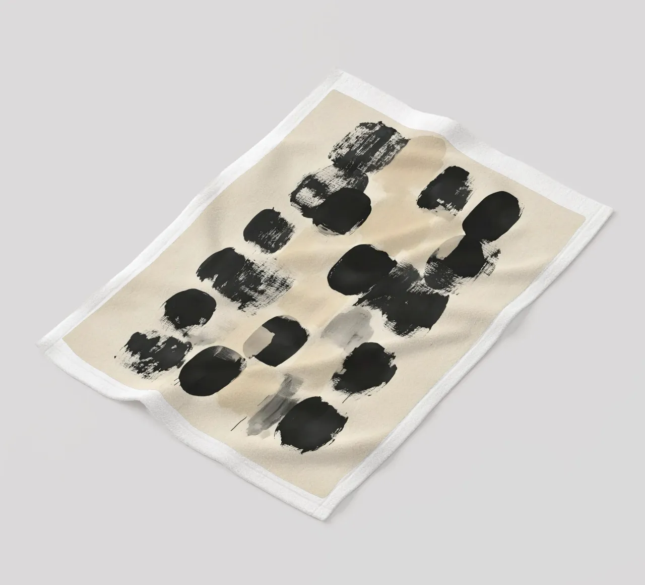 Black and Beige Abstract coperta in pile da Gypsy Galleria