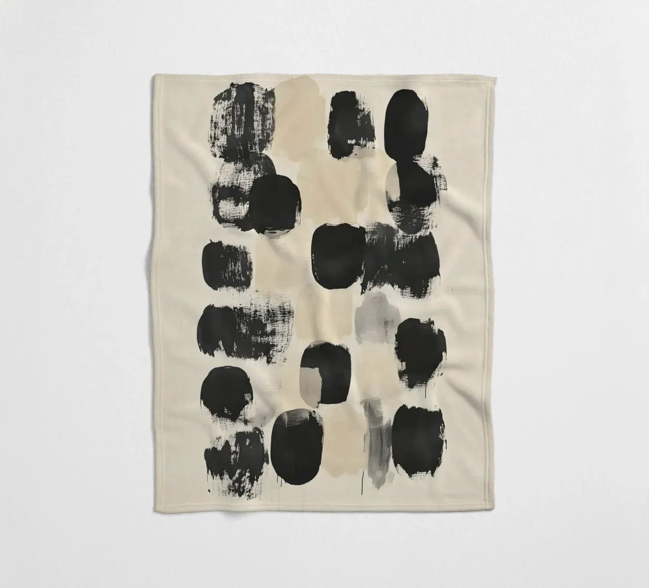 Black and Beige Abstract coperta in pile da Gypsy Galleria