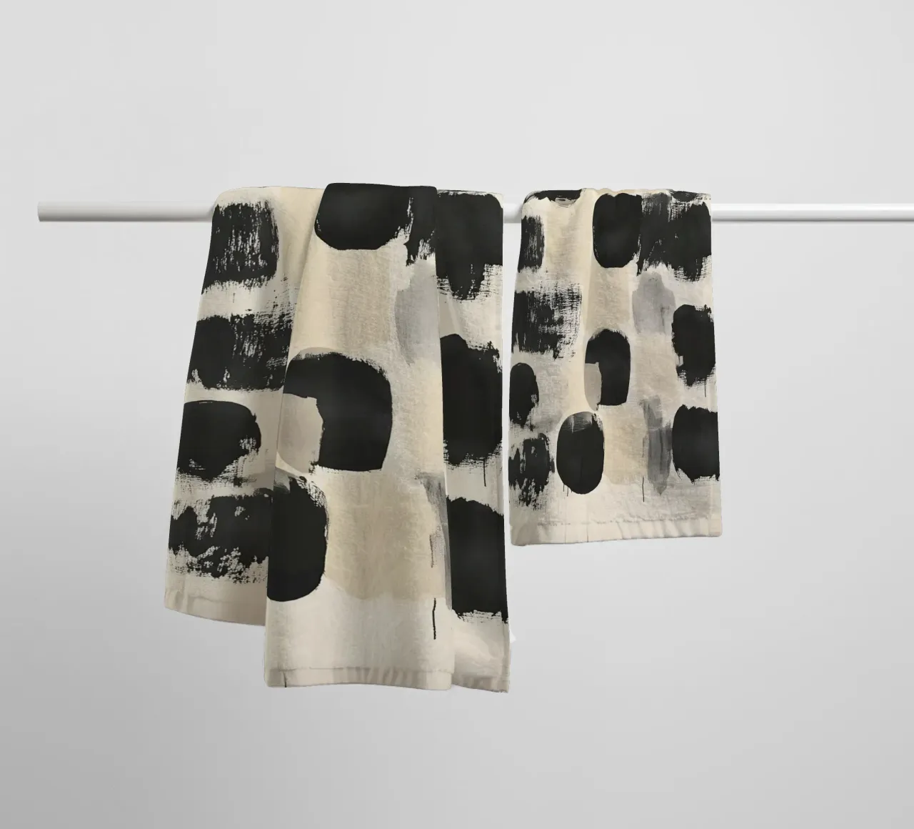 Black and Beige Abstract asciugamano da bagno da Gypsy Galleria