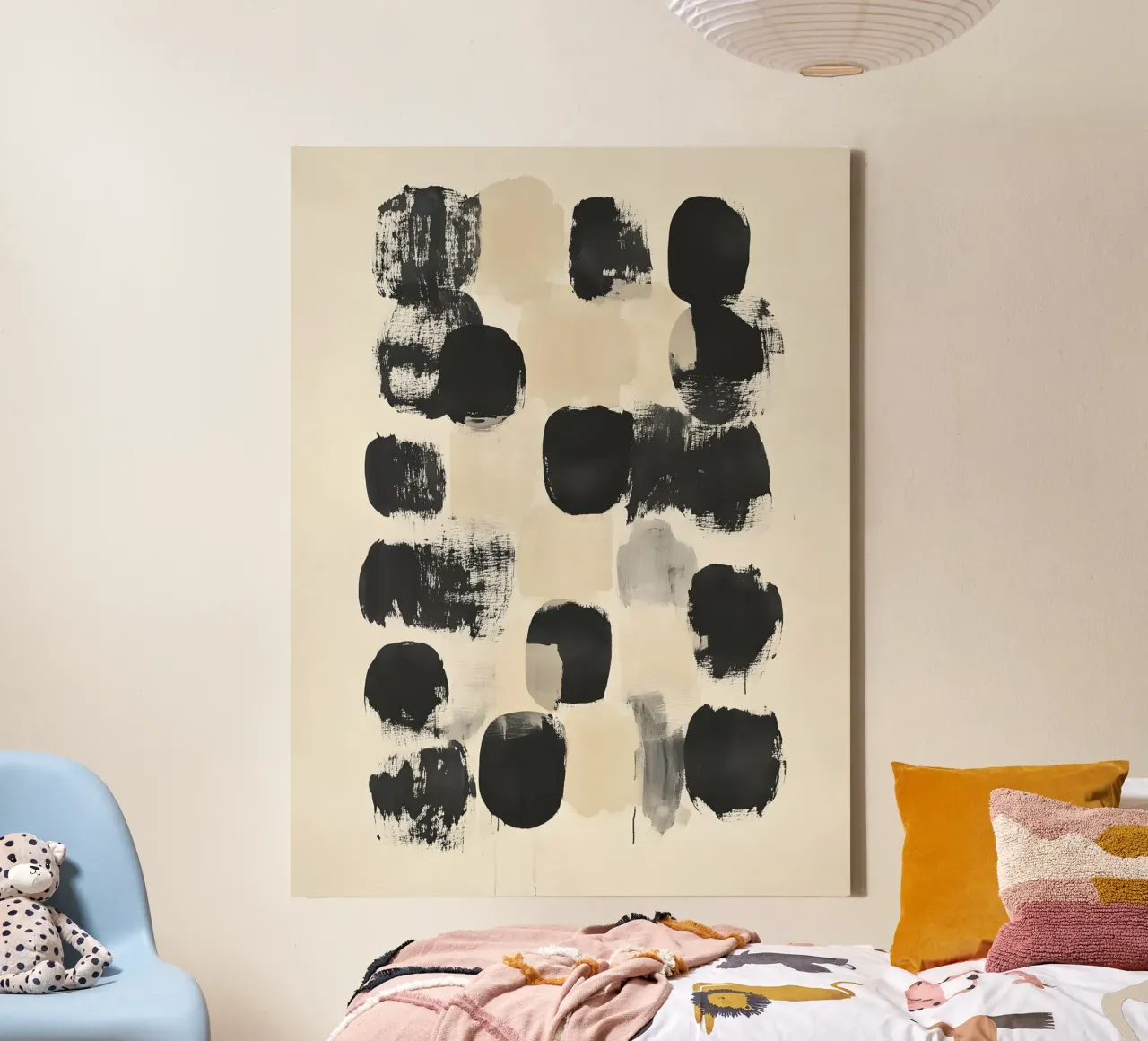 Black and Beige Abstract Leinwand von Gypsy Galleria