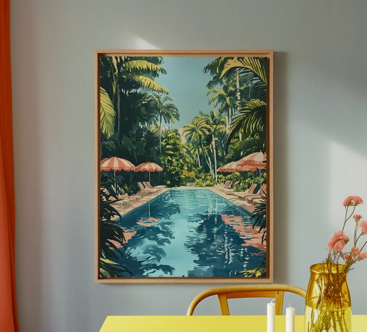 Beverly Hills Poolside tela con Cornice a cassetta da Gypsy Galleria