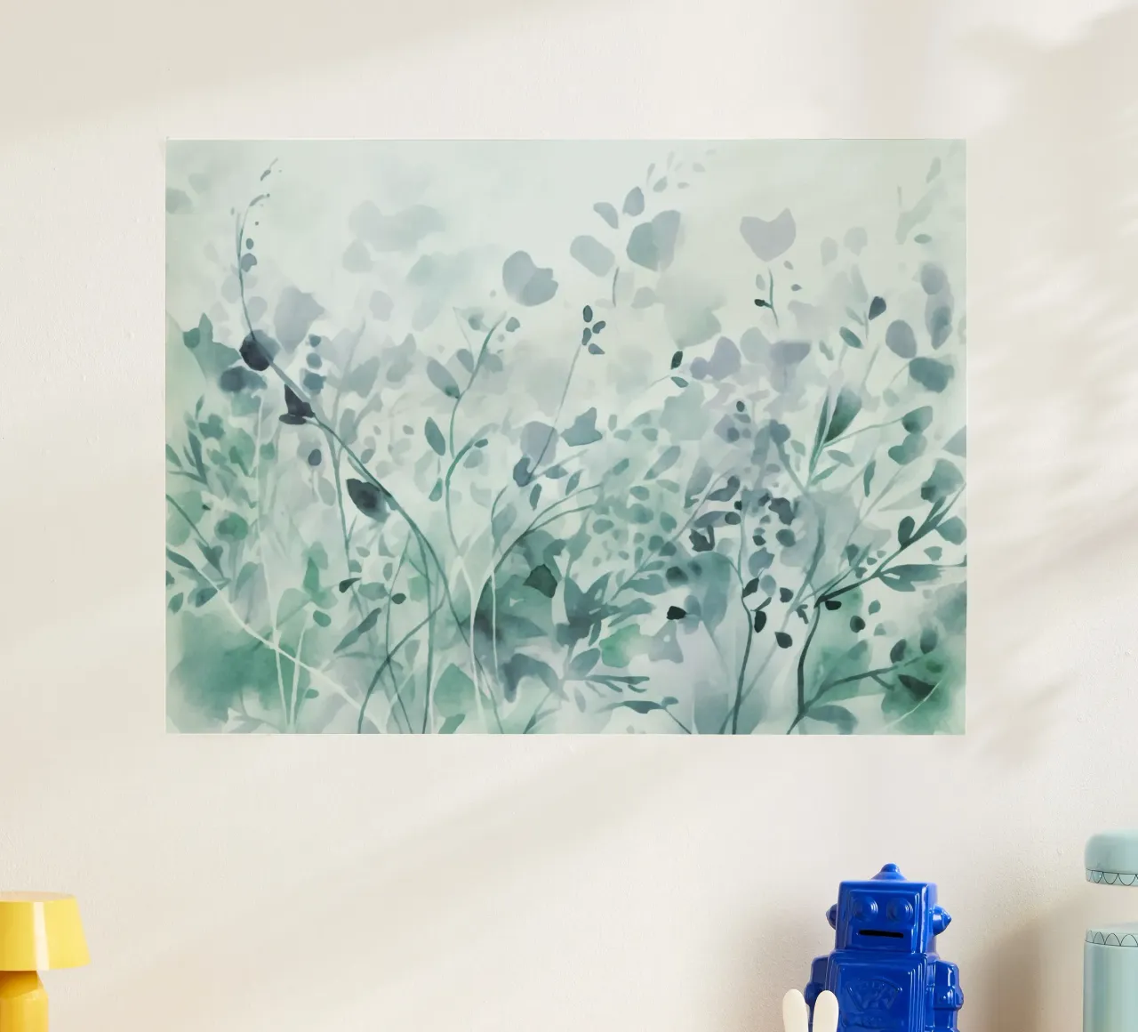 Aquarel Wilde bloemen zomer weide groenblauw poster van Andrea Haase Floral Passion