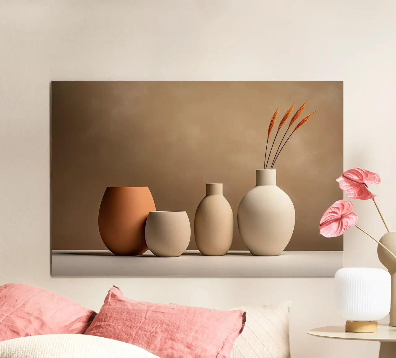 Pottery still life in sand colours poster by Imagine