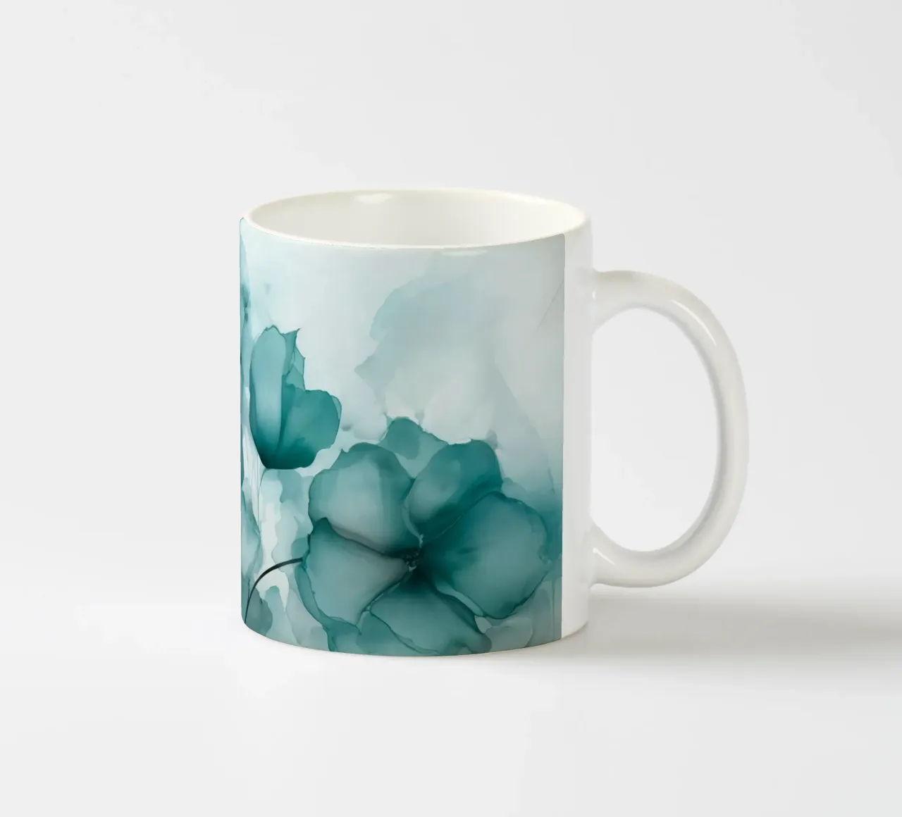 Fiori d'inchiostro sognanti Mystic Teal tazza in ceramica da Andrea Haase Floral Passion