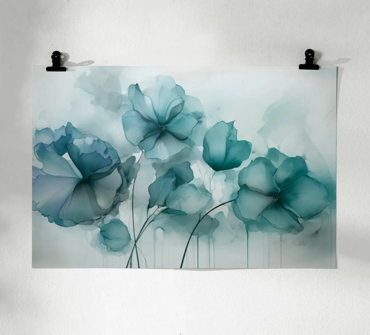 Fiori d'inchiostro sognanti Mystic Teal carta hahnemühle da Andrea Haase Floral Passion