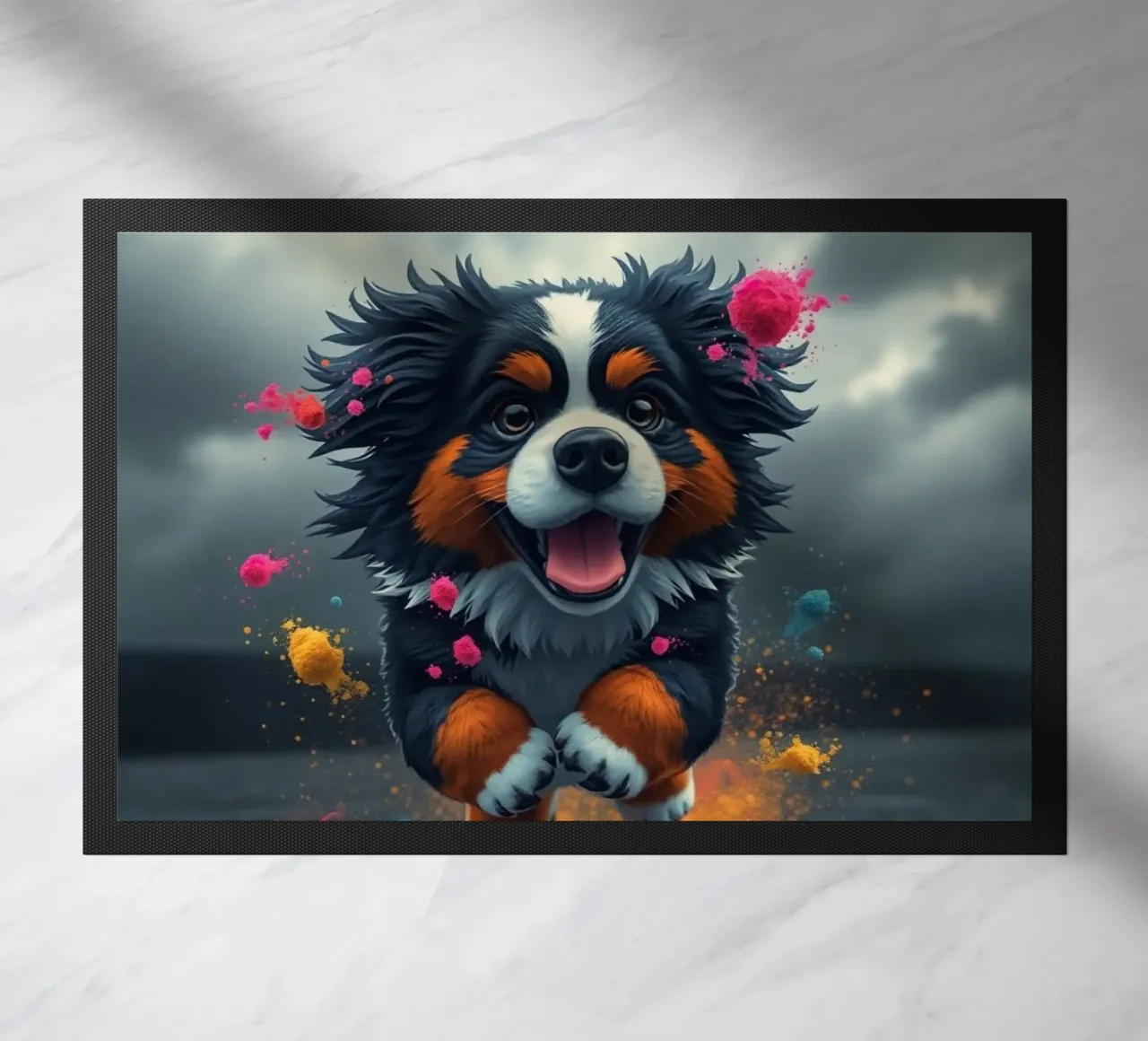 The colorful Bernese Mountaindog #206 doormat by Yumis.Beargang.and.Me