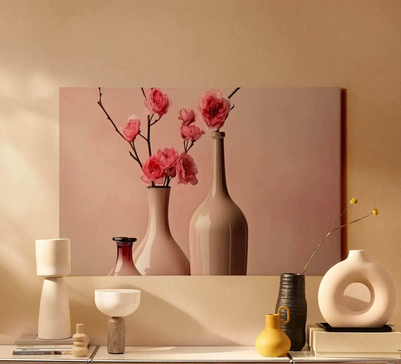 Stil leven in zacht roze kleuren canvas van Imagine
