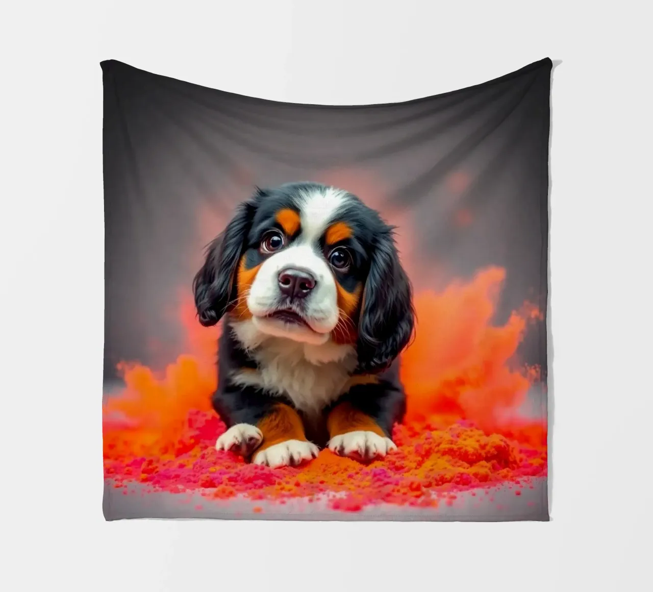 The colorful Bernese Mountain Dog #210 fleece blanket by Yumis.Beargang.and.Me