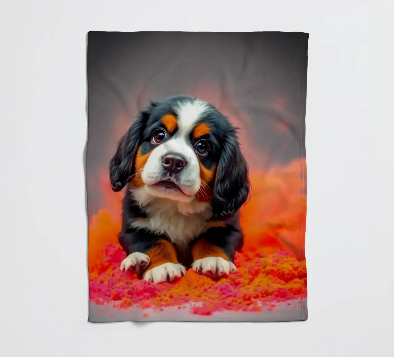 The colorful Bernese Mountain Dog #210 fleece blanket by Yumis.Beargang.and.Me