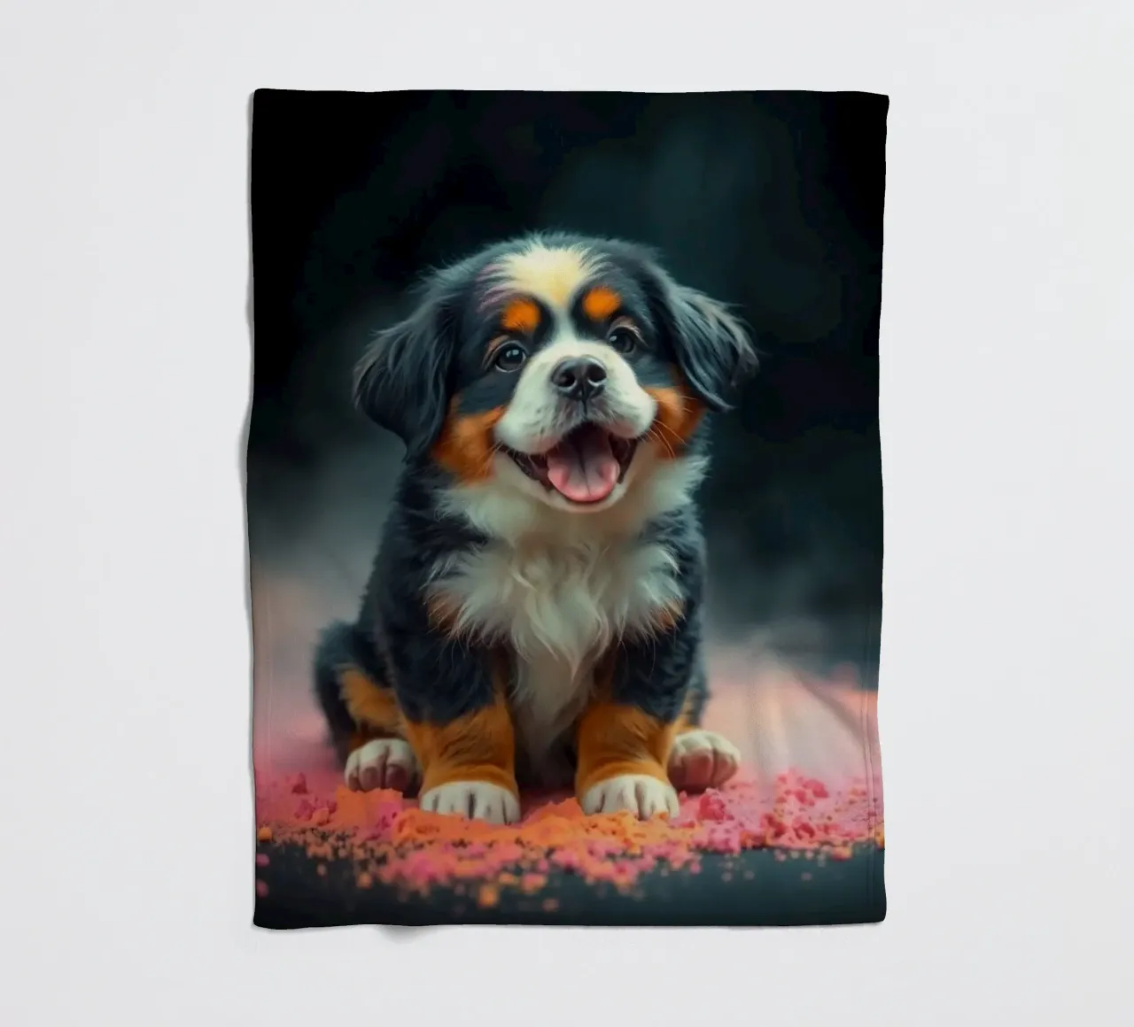 The colorful Bernese Mountain Dog #213 fleece blanket by Yumis.Beargang.and.Me