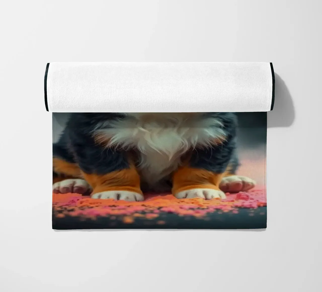 The colorful Bernese Mountain Dog #213 beach towel by Yumis.Beargang.and.Me