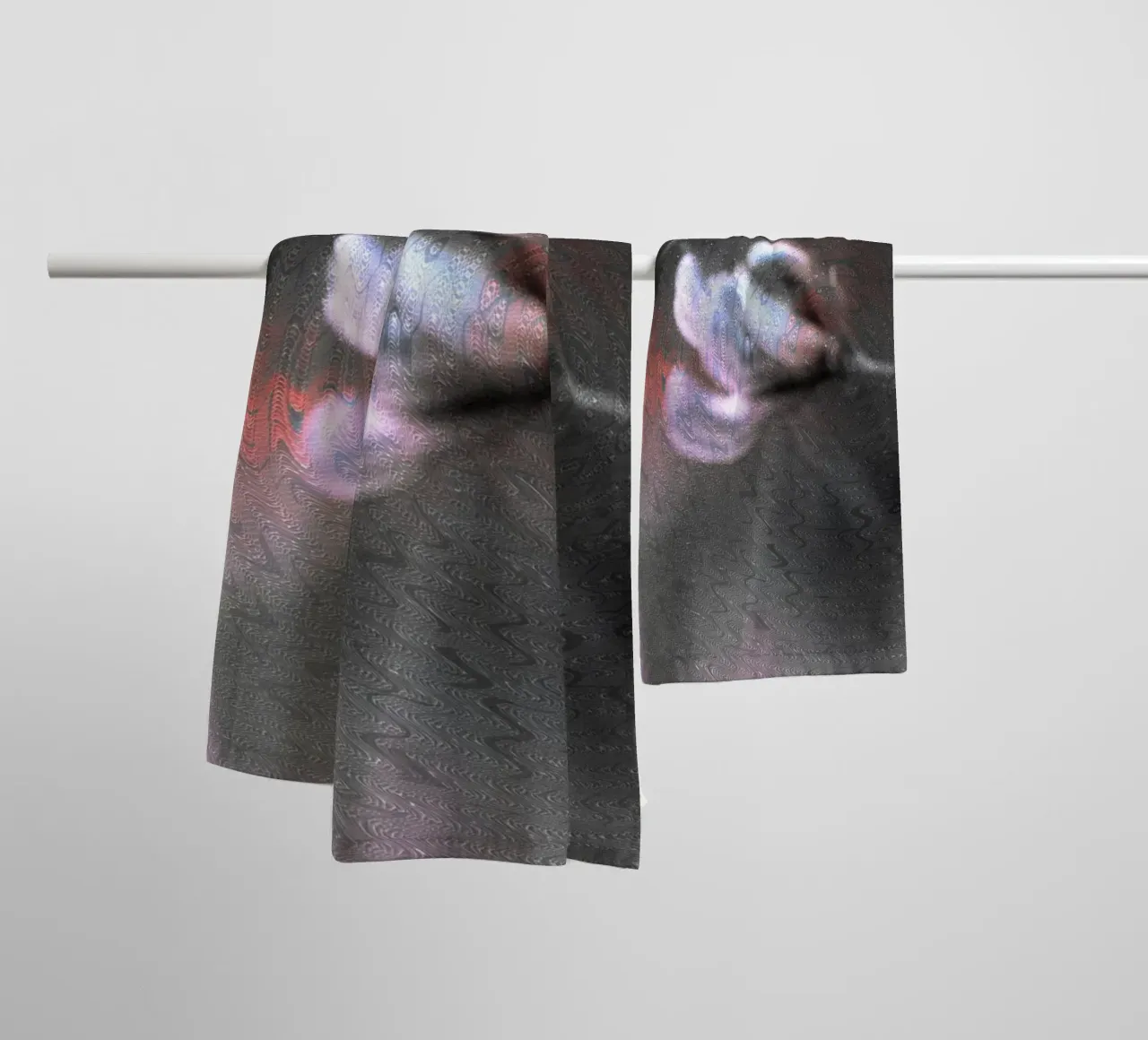 Two small flowers in front of an artistic background towel by Something for you