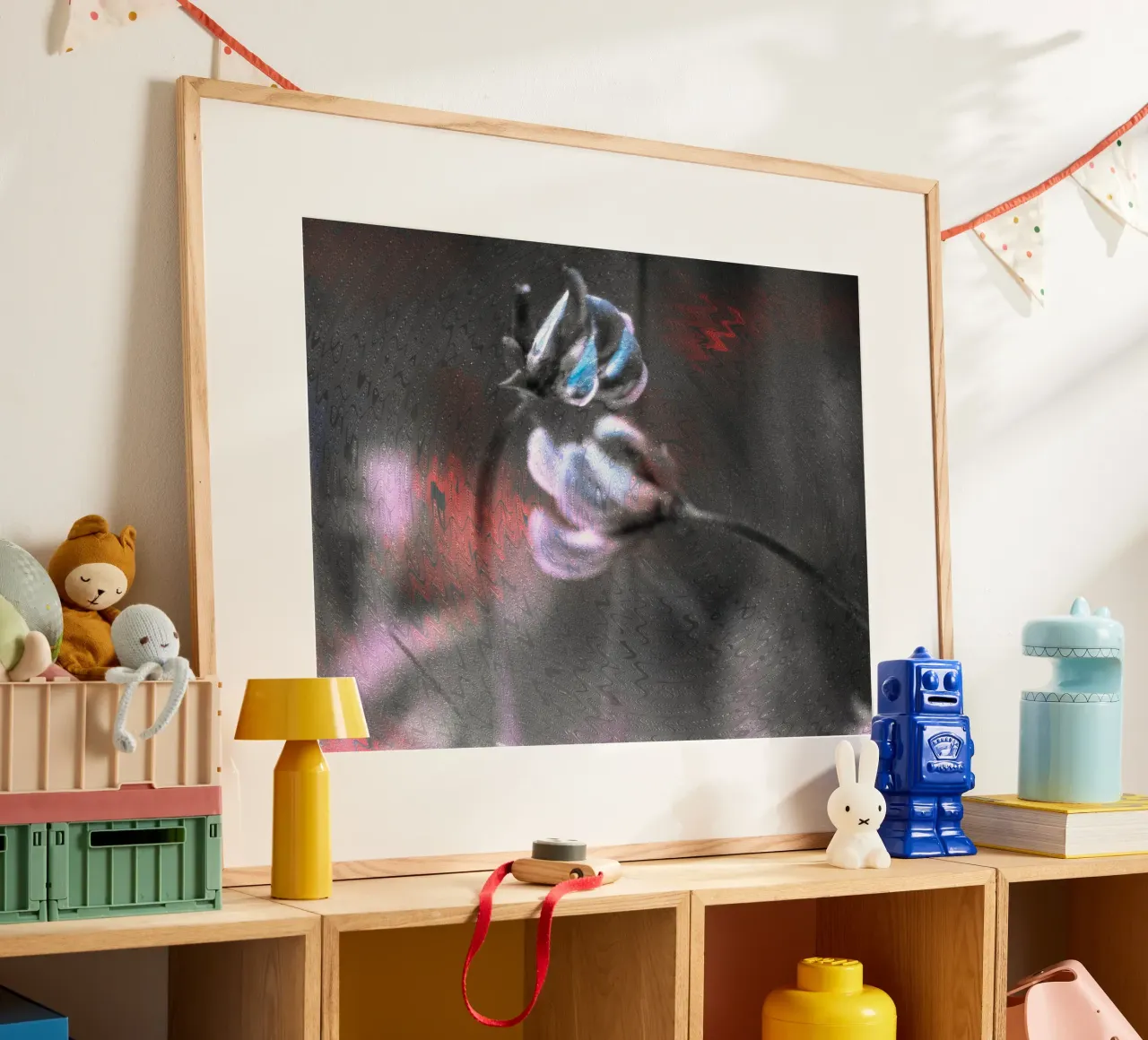 Two small flowers in front of an artistic background hahnemühle by Something for you