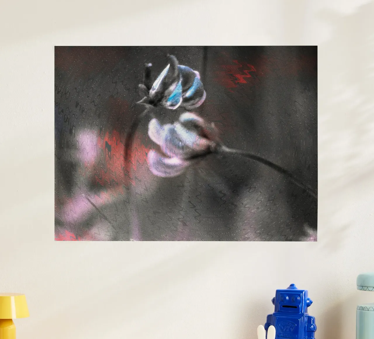 Two small flowers in front of an artistic background hahnemühle by Something for you