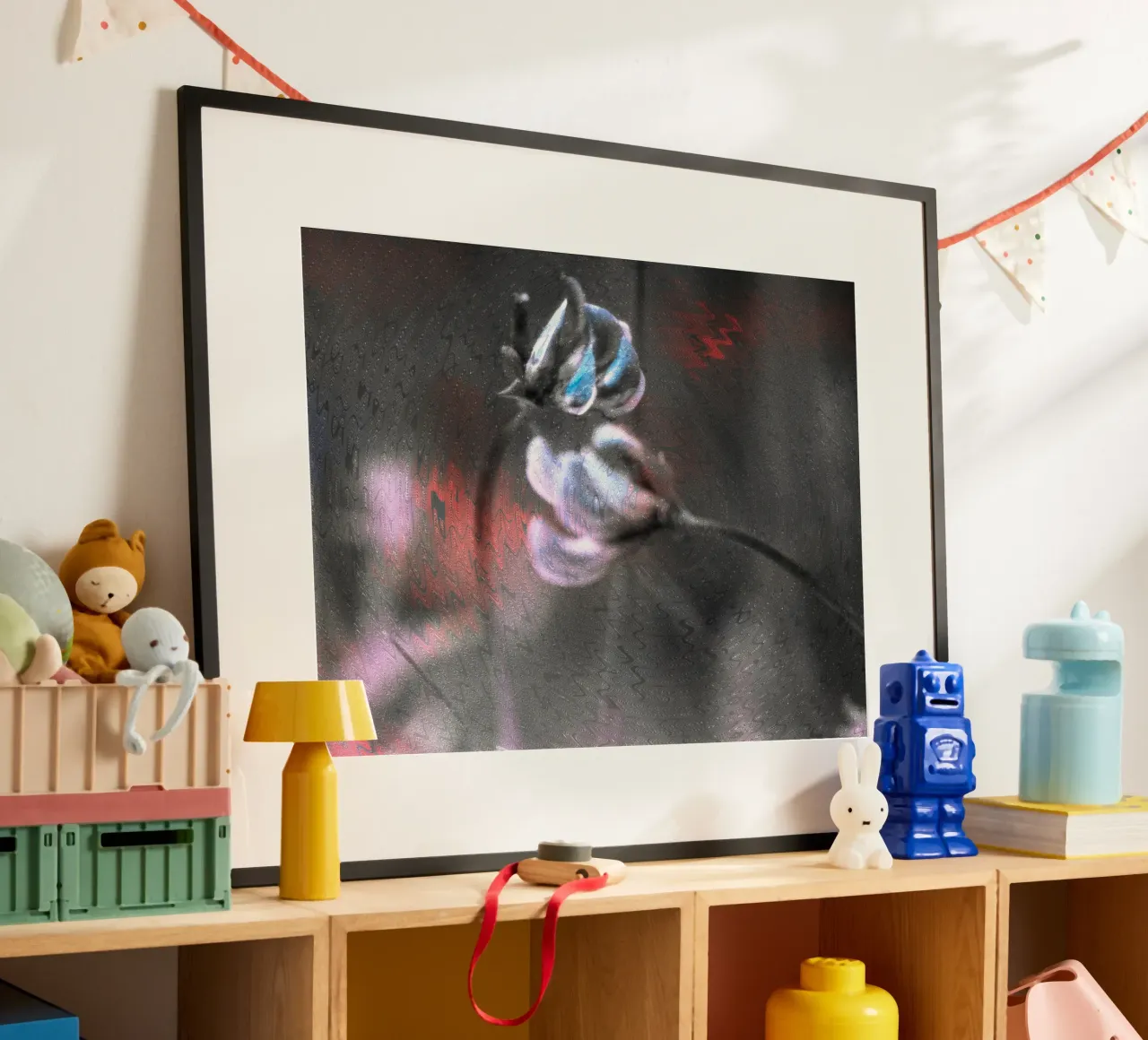 Two small flowers in front of an artistic background hahnemühle by Something for you