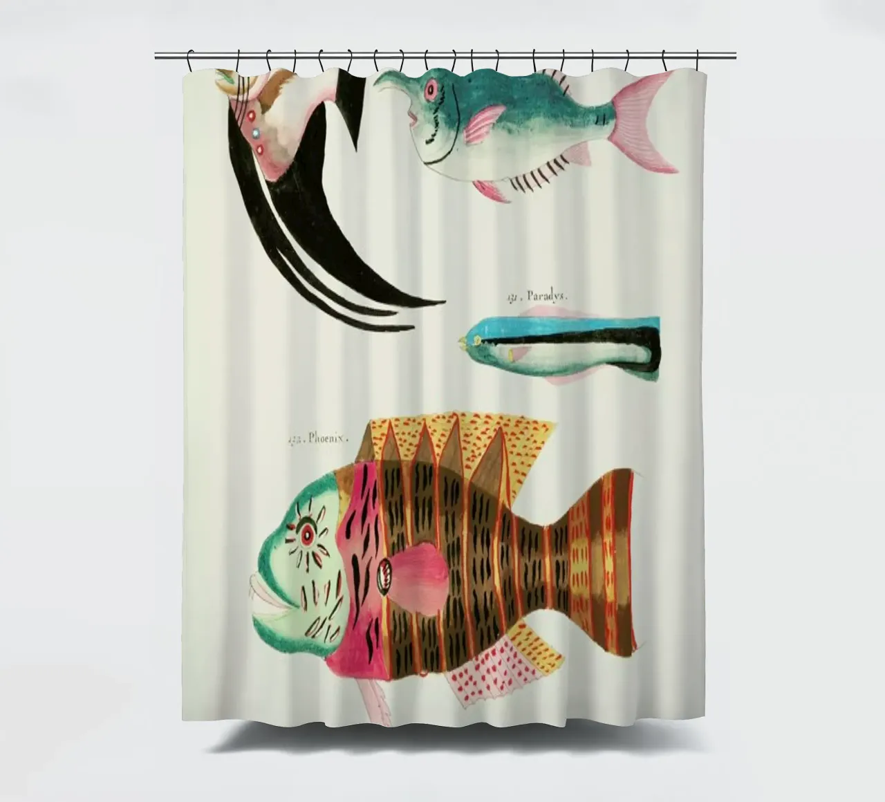 Renard - Colourful and Surreal Illustrations of Fish tenda da doccia da Vintage by JUNIQE