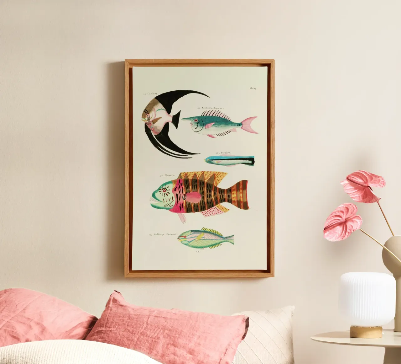 Renard - Colourful and Surreal Illustrations of Fish tela con Cornice a cassetta da Vintage by JUNIQE