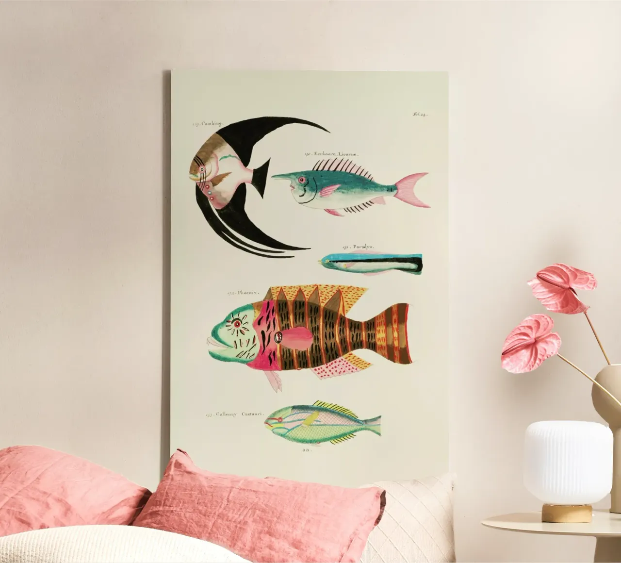 Renard - Colourful and Surreal Illustrations of Fish tela con Cornice a cassetta da Vintage by JUNIQE