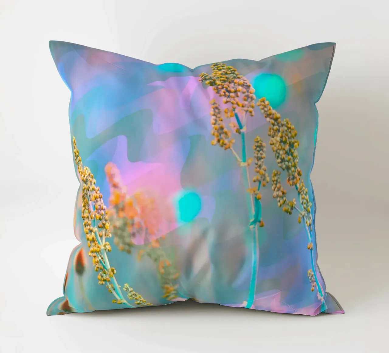Two meadow flowers in front of an artistic background decorative cushion by Something for you