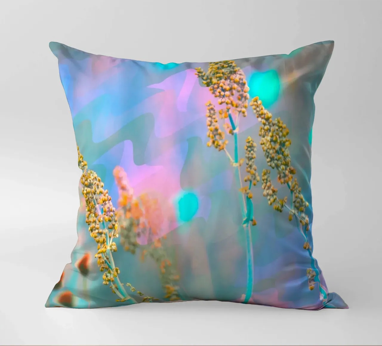 Two meadow flowers in front of an artistic background decorative cushion by Something for you