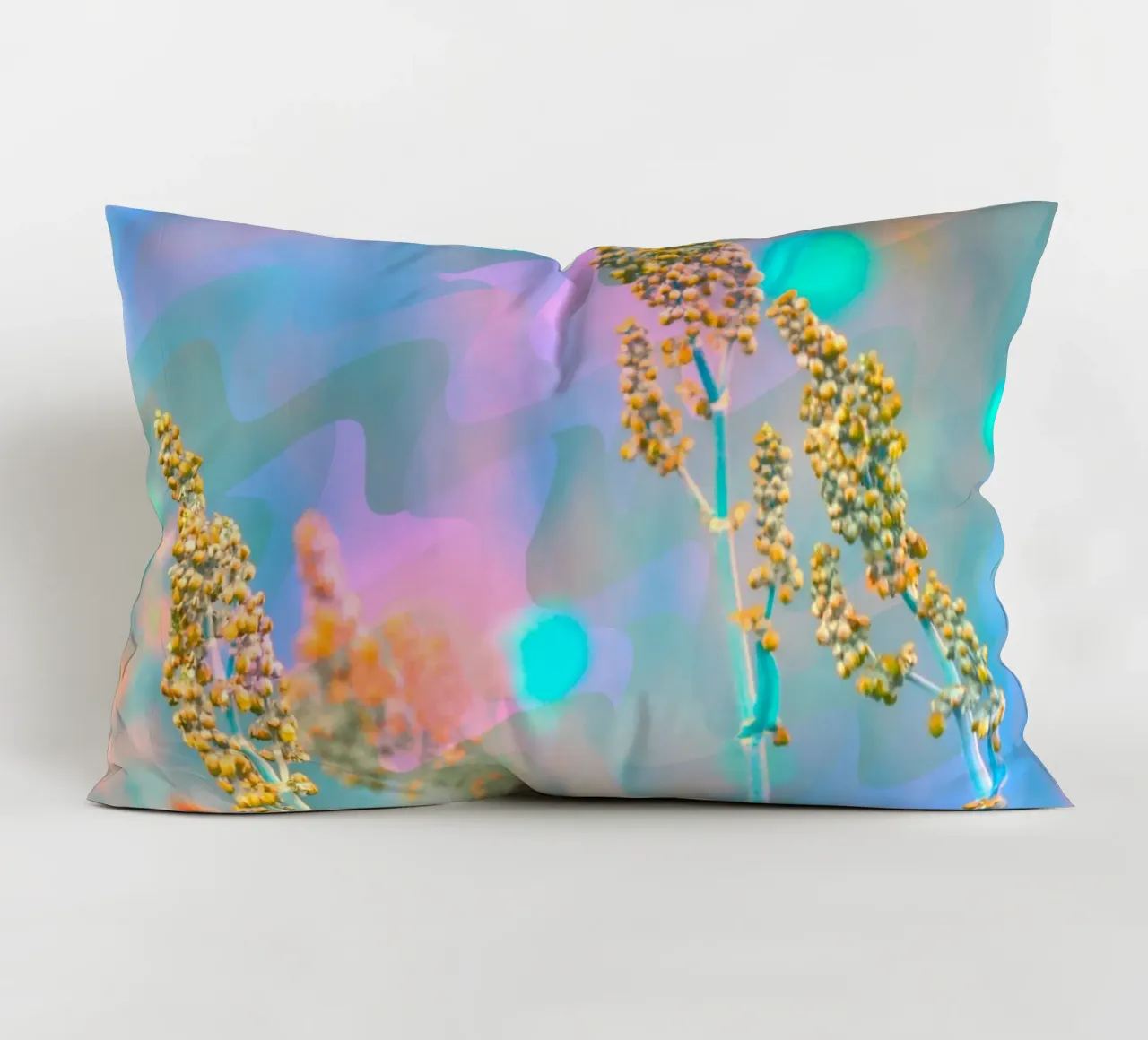 Two meadow flowers in front of an artistic background decorative cushion by Something for you
