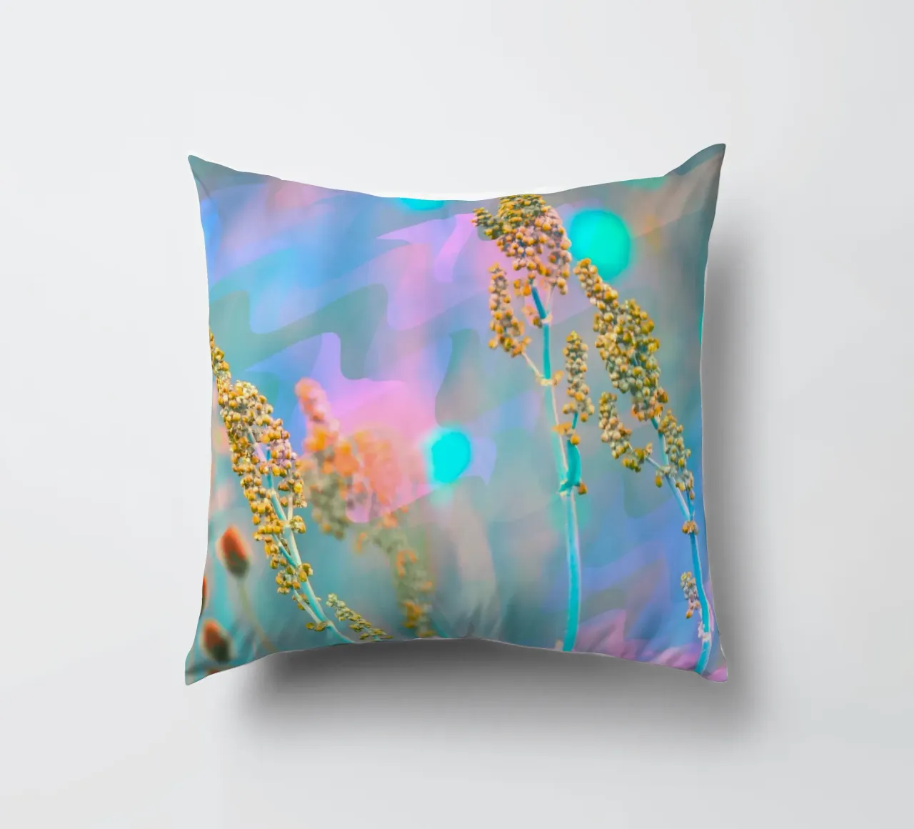 Two meadow flowers in front of an artistic background decorative cushion by Something for you