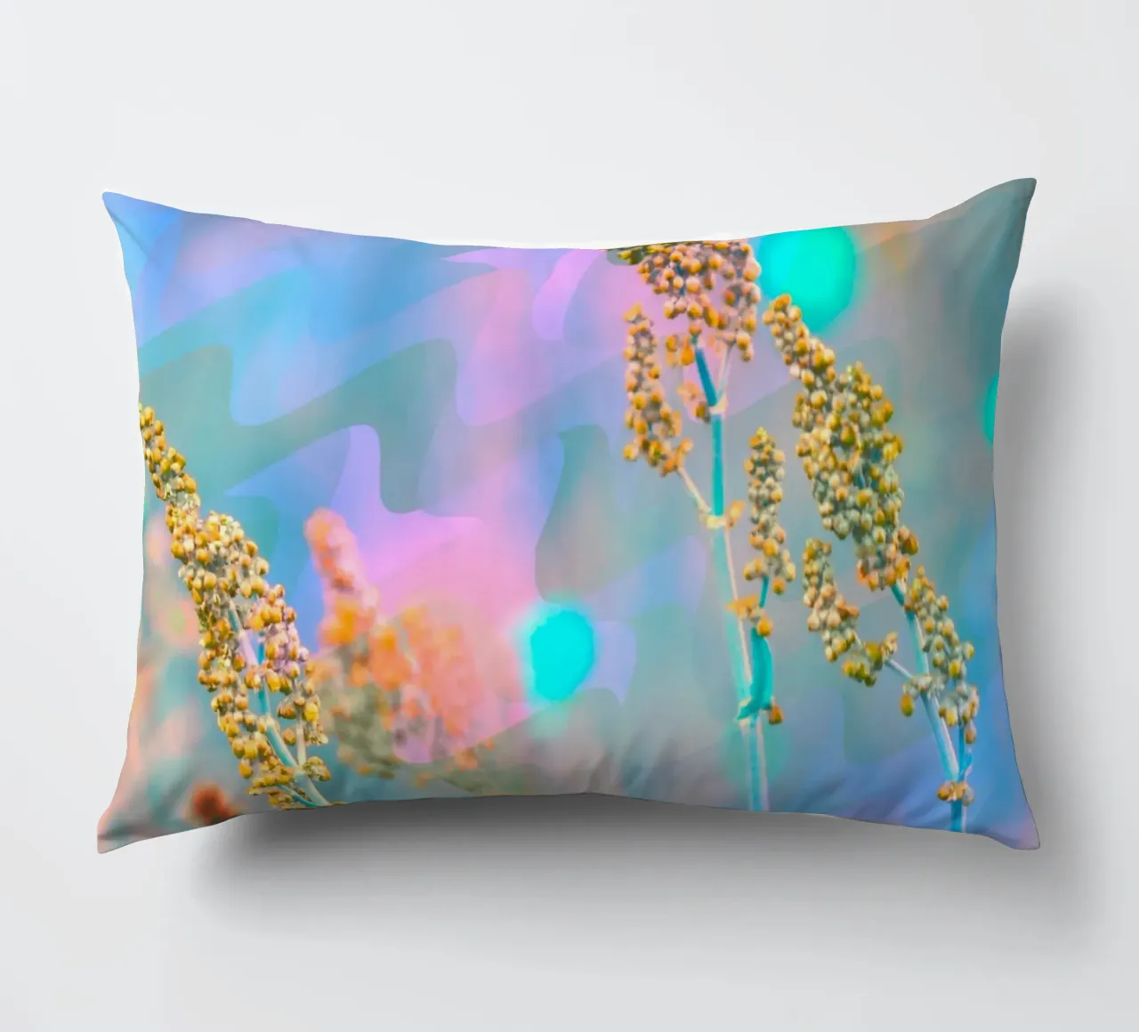 Two meadow flowers in front of an artistic background decorative cushion by Something for you