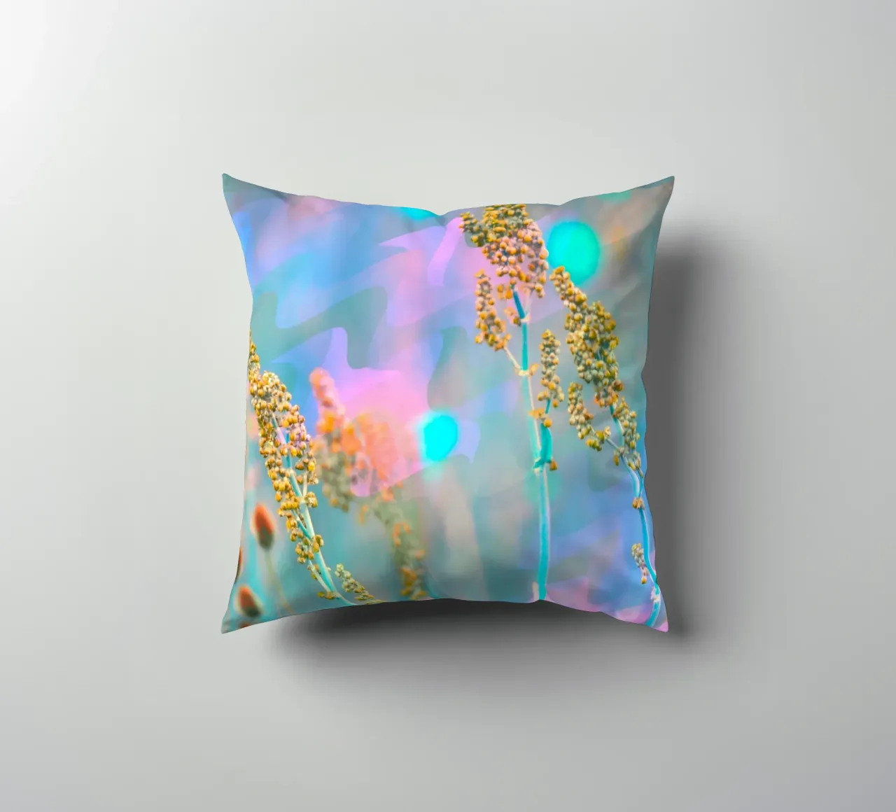 Two meadow flowers in front of an artistic background decorative cushion by Something for you